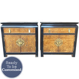 25" Unfinished 1 Drawer 2 Door Century Vintage Nightstand Set of 2 #08892