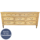 72" Unfinished 8 Drawer White Fine Furniture Vintage Dresser #08888