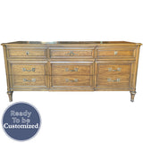 72" Unfinished 9 Drawer Vintage Henredon Dresser #08862