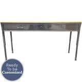 66" Unfinished 3 Drawer Baker Vintage Console Table #08886