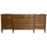 76" Unfinished 10 Drawer Davis Vintage Dresser #08992