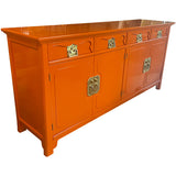 72" Finished Electric Orange 4 Door 4 Drawer Henredon Vintage Buffet #08880