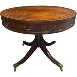 36" Unfinished Vintage Drum Table Leather Top #09009