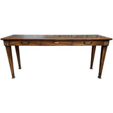 72" Unfinished 3 Drawer Vintage Console Leather Top #08839