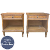 22" Unfinished 1 Drawer Henredon Vintage Nightstand Set of 2 #09008