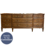 76" Unfinished 10 Drawer Davis Vintage Dresser #08992
