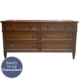 60" Unfinished 6 Drawer American Of Martinsville Vintage Dresser #08996