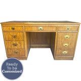 55.25" Unfinished 8 Drawer Vintage Desk #09012