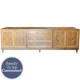 99.5" Unfinished 4 Door 3 Drawer Restano Vintage Buffet #08926