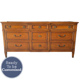 64" Unfinished 9 Drawer Drexel Vintage Dresser #08945