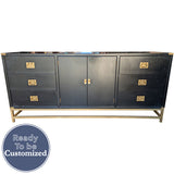 76" Unfinished 2 Door 6 Drawer Hickory Manufacturing Co. Vintage Buffet #08943