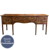 89" Unfinished 3 Drawer 2 Door Vintage Console Table #08998