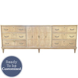 84" Unfinished 2 Door 6 Drawer American Of Martinsville Vintage Buffet #08899
