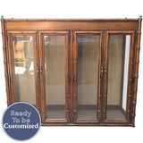 61.25" Unfinished 4 Door Vintage Bamboo Style Hutch Top #08937