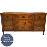 62" Unfinished 9 Drawer Vintage Dresser #08841