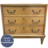 25" Unfinished 3 Drawer Vintage Single Nightstand #08902