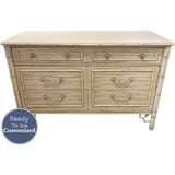 46" Unfinished 6 Drawer Thomasville Vintage Bamboo Style Dresser #08531
