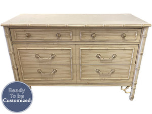 46" Unfinished 6 Drawer Thomasville Vintage Bamboo Style Dresser #08531