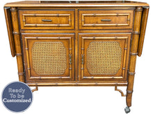 Load image into Gallery viewer, 37&quot;-64&quot; Unfinished 2 Door 2 Drawer Dixie Vintage Bamboo Style Bar Cart #08611
