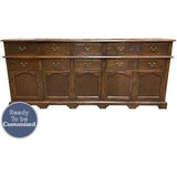 88" Unfinished 8 Drawer 5 Door Vintage Buffet #08644