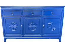 Load image into Gallery viewer, 54&quot; Finished Electric Blue High Gloss 2 Door 3 Drawer Vintage Buffet #08641
