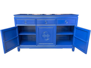 54" Finished Electric Blue High Gloss 2 Door 3 Drawer Vintage Buffet #08641