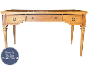 51" Unfinished 3 Drawer Vintage Console Table #08683