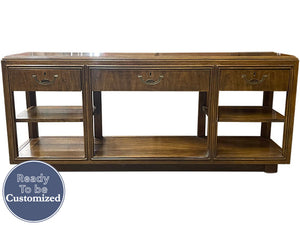 59" Unfinished 3 Drawer Vintage Console Table #08691
