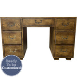 48" Unfinished 7 Drawer Artefacts Vintage Desk #08692