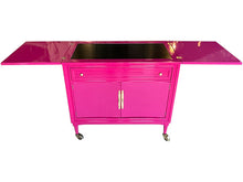 Load image into Gallery viewer, 36&quot; Finished Stiletto Gloss 2 Door 1 Drawer Vintage Bar Cart #08634
