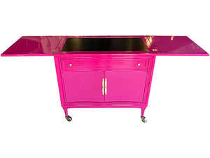 36" Finished Stiletto Gloss 2 Door 1 Drawer Vintage Bar Cart #08634