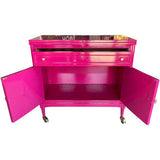 36" Finished Stiletto Gloss 2 Door 1 Drawer Vintage Bar Cart #08634