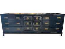 Load image into Gallery viewer, 85&quot; Finished Black Gloss 2 Door 6 Drawer Vintage Buffet #08696
