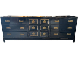 85" Finished Black Gloss 2 Door 6 Drawer Vintage Buffet #08696