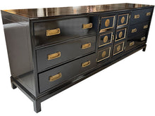 Load image into Gallery viewer, 85&quot; Finished Black Gloss 2 Door 6 Drawer Vintage Buffet #08696
