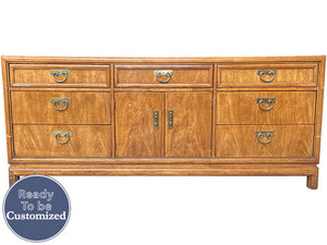 74" Unfinished 2 Door 7 Drawer Vintage Buffet #08711