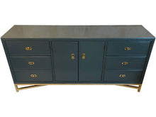 Load image into Gallery viewer, 72&quot; Finished Hunter Satin 2 Door 6 Drawer Bassett Vintage Buffet #08716
