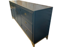 Load image into Gallery viewer, 72&quot; Finished Hunter Satin 2 Door 6 Drawer Bassett Vintage Buffet #08716
