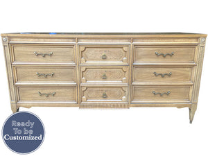 66" Unfinished 9 Drawer American Of Martinsville Vintage Dresser #08723