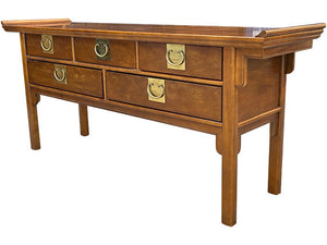 73" Unfinished 5 Drawer Century Vintage Console #08732