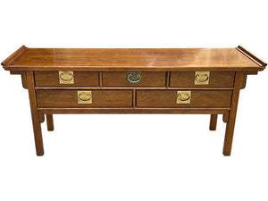 73" Unfinished 5 Drawer Century Vintage Console #08732