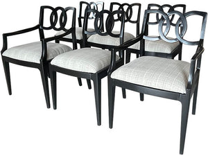 22.5" Finished Vintage Chair Set of 6 with Custom Upholstery  #08573
