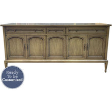 Load image into Gallery viewer, 70&quot; Unfinished 3 Drawer 4 Door White Fine Furniture Vintage Buffet #08740
