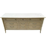 65.5" Finished Black Satin 9 Drawer Thomasville Vintage Bamboo Style Dresser #08543