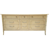 65.5" Finished Black Satin 9 Drawer Thomasville Vintage Bamboo Style Dresser #08543