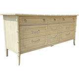 65.5" Finished Black Satin 9 Drawer Thomasville Vintage Bamboo Style Dresser #08543