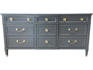 64" Finished Hepburn Satin 9 Drawer Drexel Vintage Dresser #08508