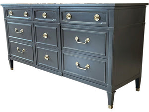 64" Finished Hepburn Satin 9 Drawer Drexel Vintage Dresser #08508