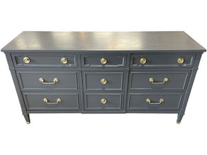 64" Finished Hepburn Satin 9 Drawer Drexel Vintage Dresser #08508