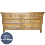 60" Unfinished 6 Drawer Vintage Dresser #08864